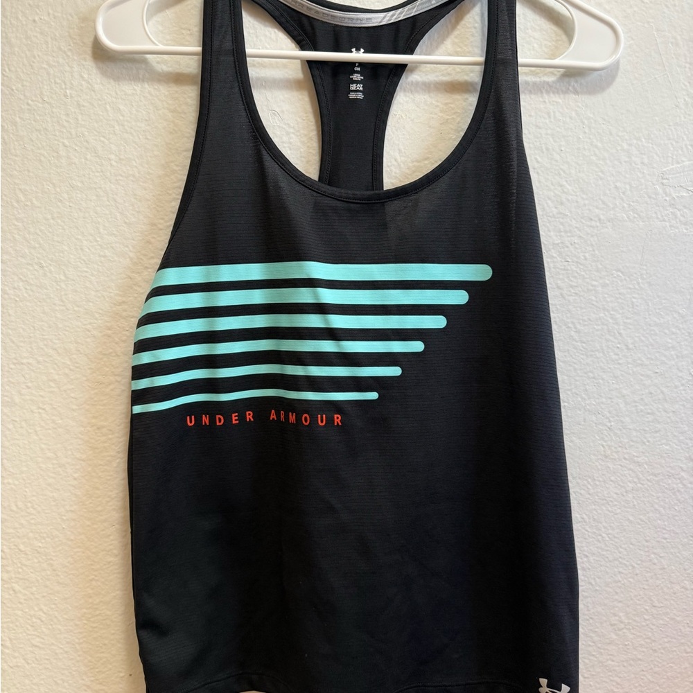 Under Armour Women's Black Tank with Aqua Stripes